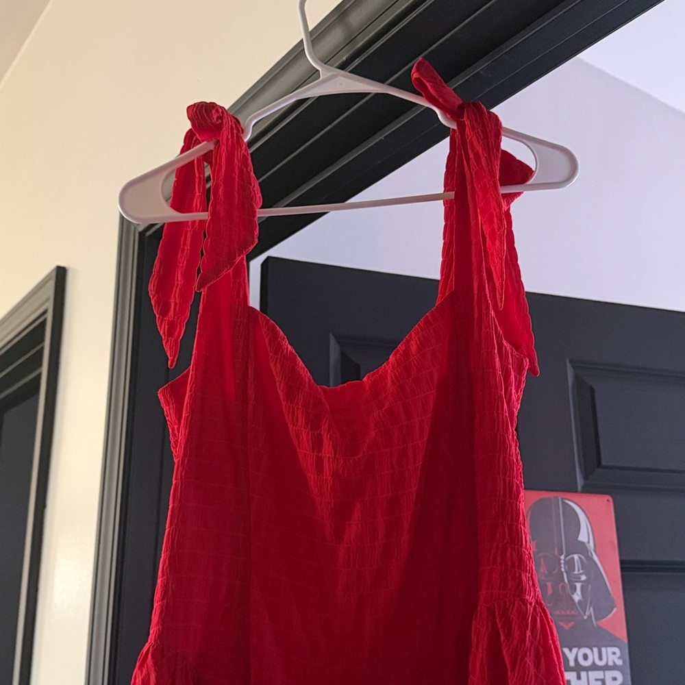 Red Sleeveless Dress with Tie Straps